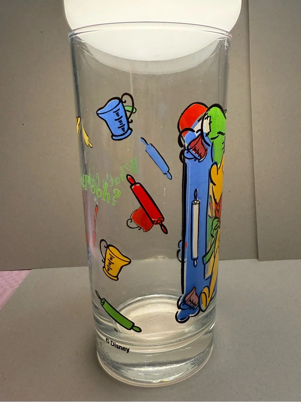 Vintage Disney Winnie the Pooh Blue Cartoon Glass Tumbler - Set of 2